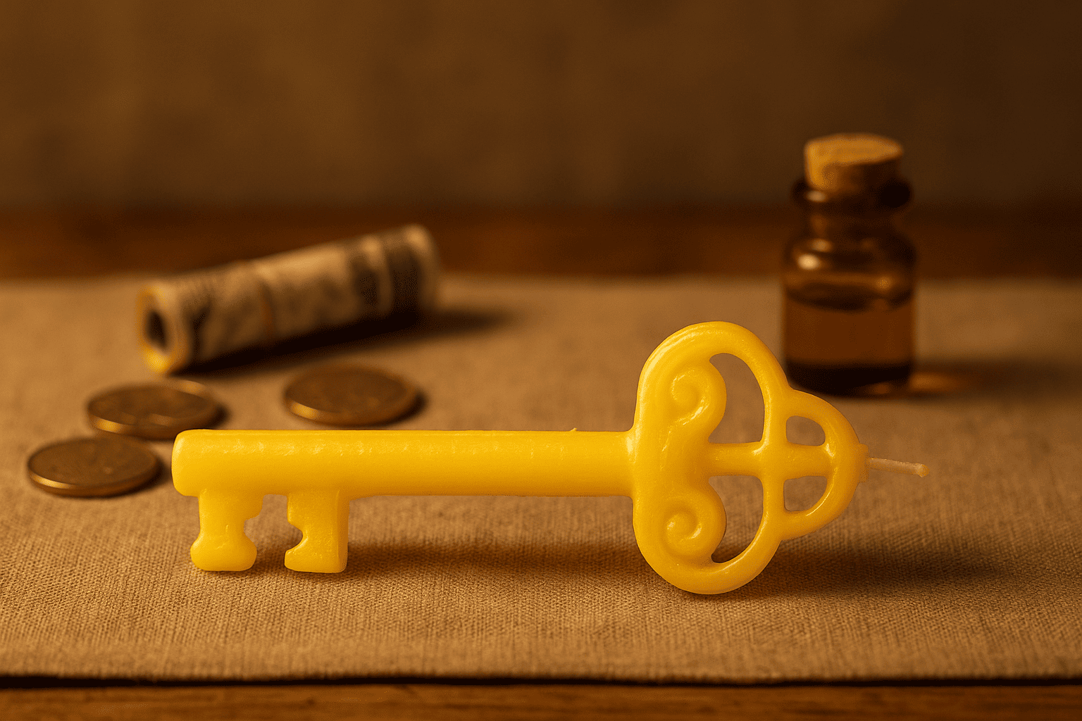 Bougie Clé du Succès jaune – bougie rituelle pour éliminer les obstacles à votre réussite