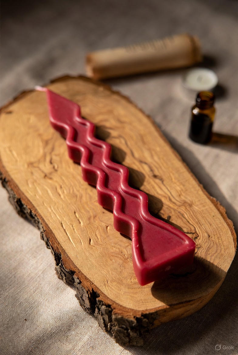 Bougie Flèche Zigzag rouge – bougie fleche zigzag pour justice, réparation et libération de colère