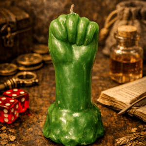 Bougie Main de Gloire verte pour la réussite d’un commerce ou d’une entreprise