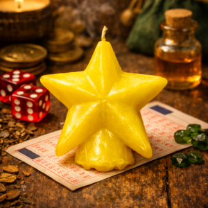 Bougie L’Étoile de la Chance jaune pour la chance aux jeux de hasard