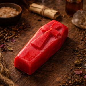 Bougie cercueil rouge – bougie rituelle pour se débarrasser des problèmes et obstacles