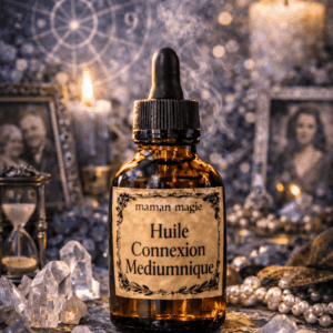 Flacon d’huile Connexion Médiumnique 50 ml huile énergétique pour médiumnité et contact avec l’invisible