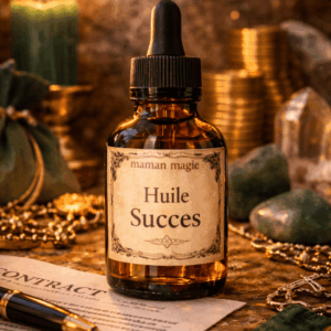 Flacon d’huile de Succès Job Oil hoodoo pour réussite professionnelle et financière