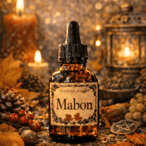Flacon d’huile magique de Mabon huile rituelle pour equinoxe d’automne gratitude et équilibre