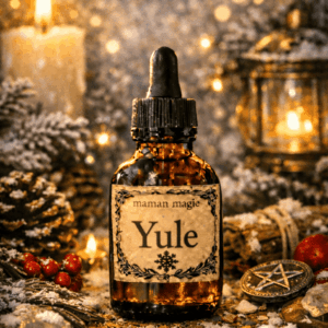 Flacon d’huile magique Yule huile rituelle du solstice d’hiver pour protection et retour de la lumière