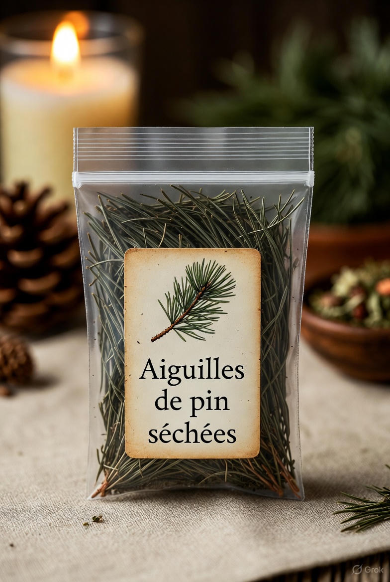 Sachet d’aiguilles de pin séchées 25 g pour sorcellerie et rituels