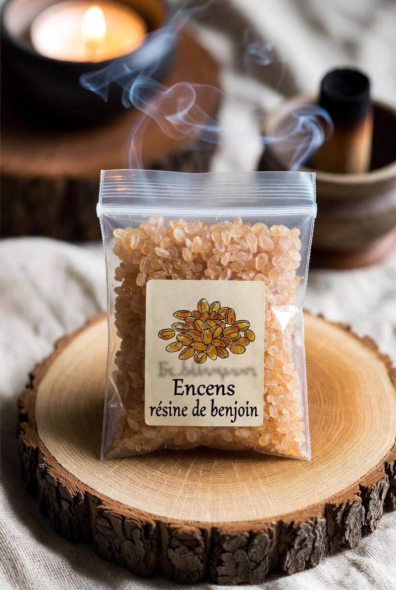 Sachet d’encens résine de benjoin 25 g pour rituels de purification et protection